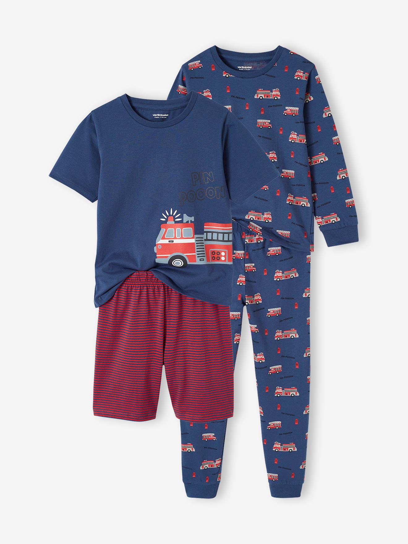 Set pyjama + pyjashort brandweer jongens oceaanblauw