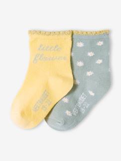 Baby-Set van 2 paar sokjes met bloemen voor babymeisje