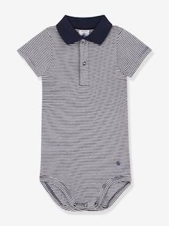 -Rompertje met korte mouwen en polo-opening PETIT BATEAU