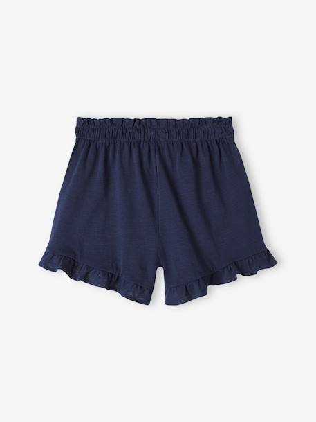 Meisjesshort met ruches blauw+ecru+marineblauw - vertbaudet enfant 