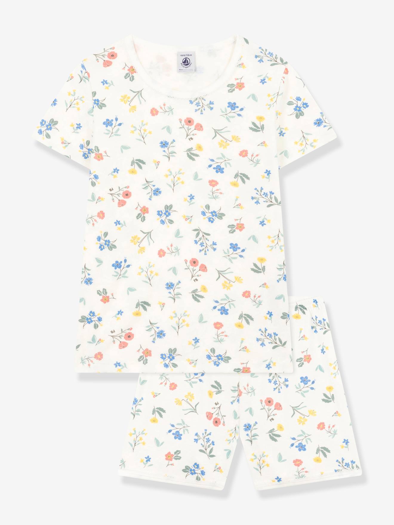 Pyjamashort voor meisjes PETIT BATEAU wit, bedrukt