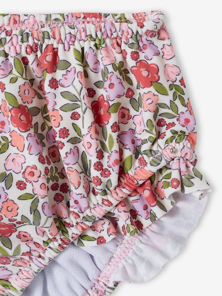 Zwemset met UV-bescherming voor meisjesbaby + T-shirt + broekje + hoedje rozen - vertbaudet enfant 