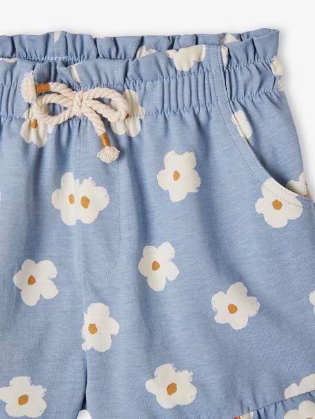 Meisjesshort met ruches blauw+ecru+marineblauw - vertbaudet enfant 