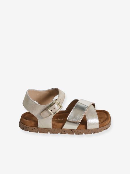 Leren open kindersandalen goud - vertbaudet enfant 