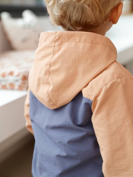 Windjack colorblock voor babyjongens blauwgroen+kameel - vertbaudet enfant 