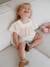 Blouse met vierkante halslijn en Engels borduursel baby's ecru+saliegroen - vertbaudet enfant 