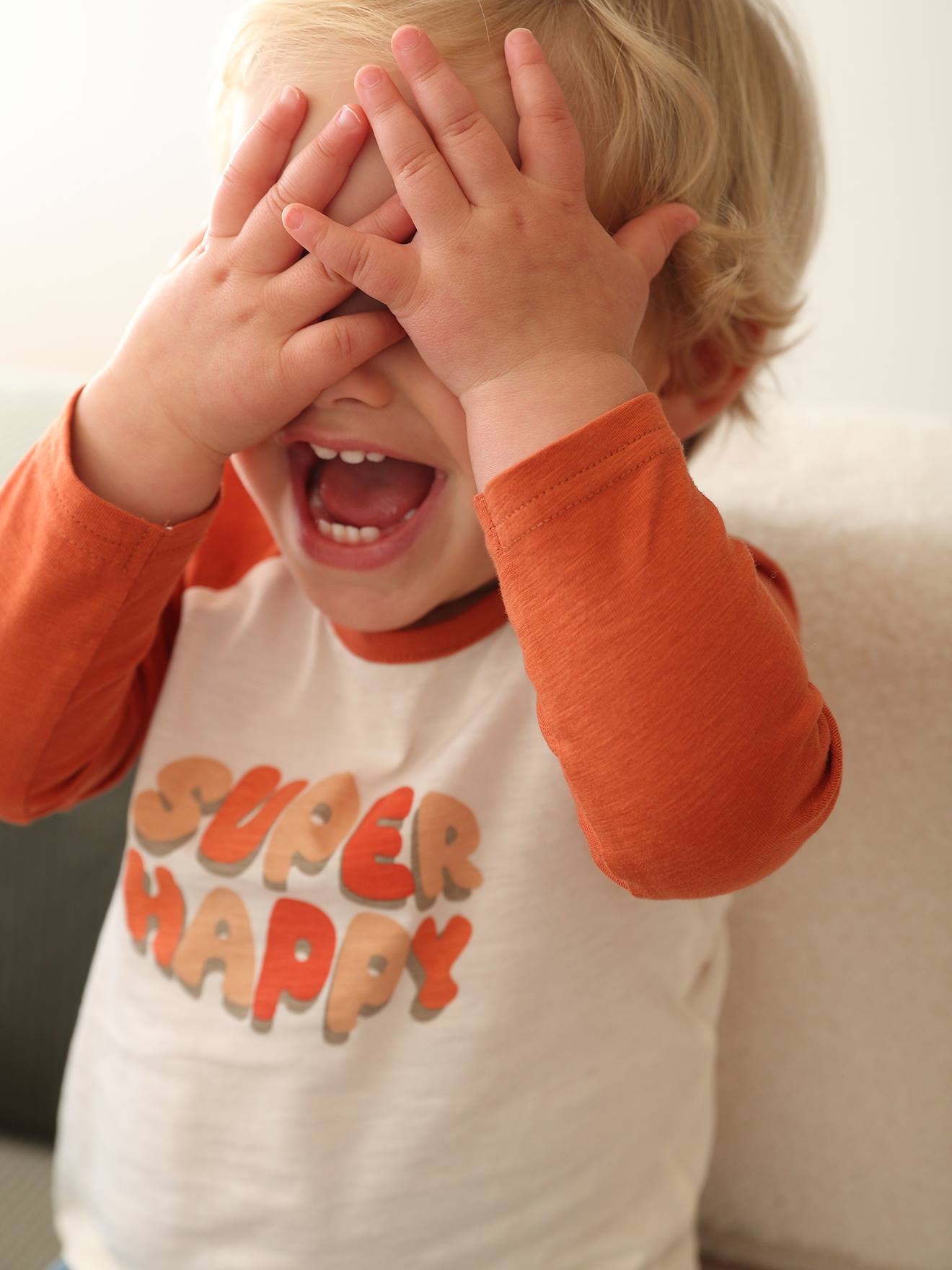 Baby colorblock T-shirt met lange mouwen roest