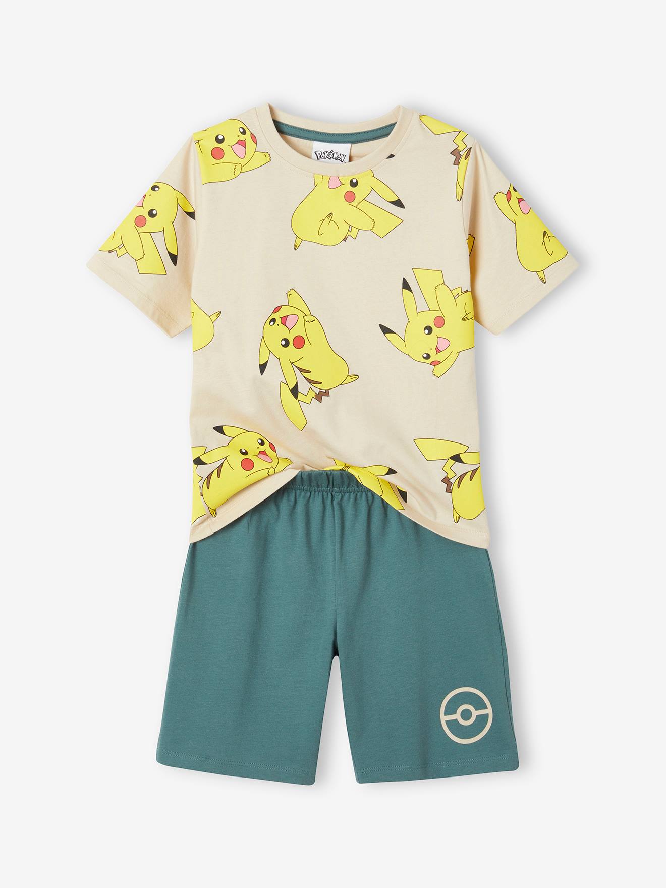 Tweekleurige pyjamashort voor jongens Pokemon® smaragdgroen