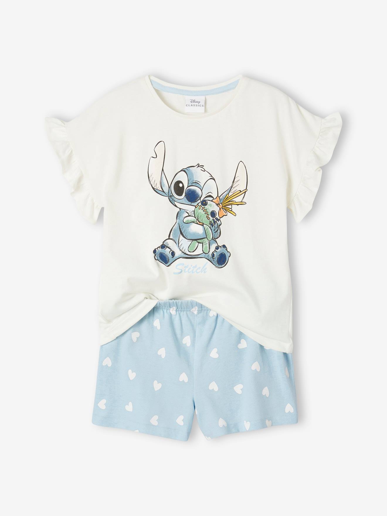 Tweekleurige pyjashort meisjes Disney® Lilo en Stitch grijsblauw