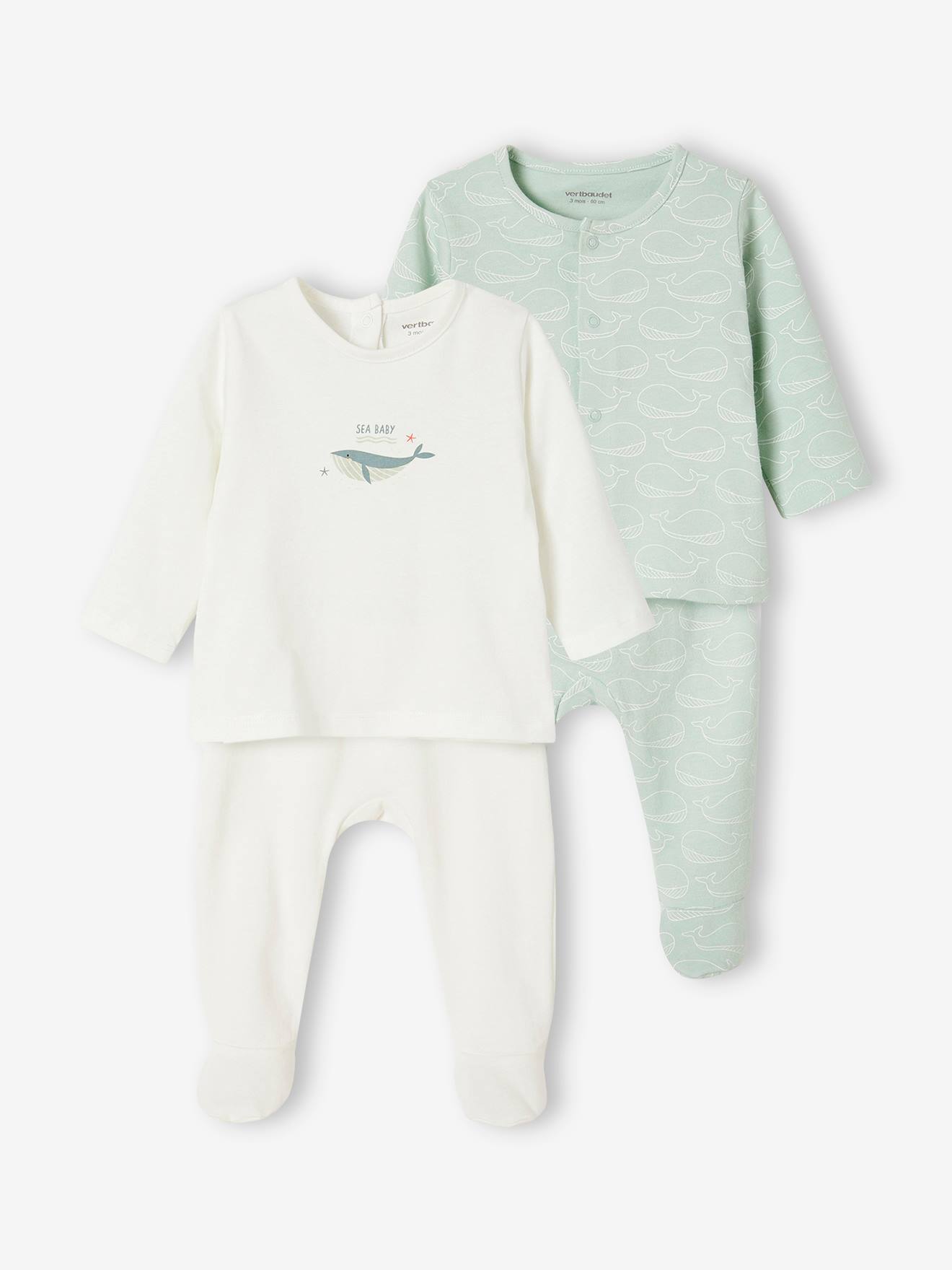 Set van 2 tweedelige babypyjama's van katoenjersey hemelsblauw