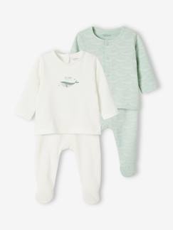 Baby-Pyjama, surpyjama-Set van 2 tweedelige babypyjama's van katoenjersey