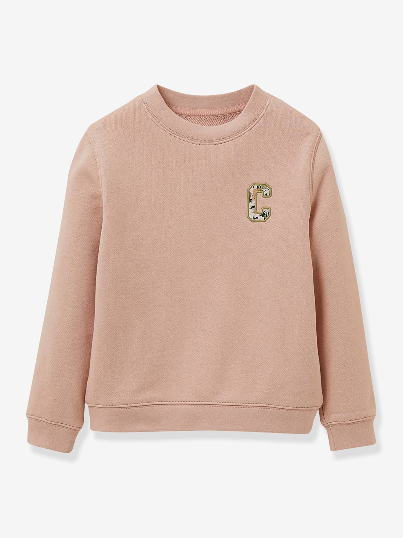 Meisjessweater met borduursel Libertystof - biokatoen - CYRILLUS rozen