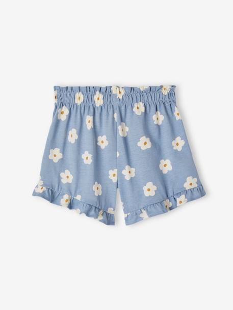 Meisjesshort met ruches blauw+ecru+marineblauw - vertbaudet enfant 