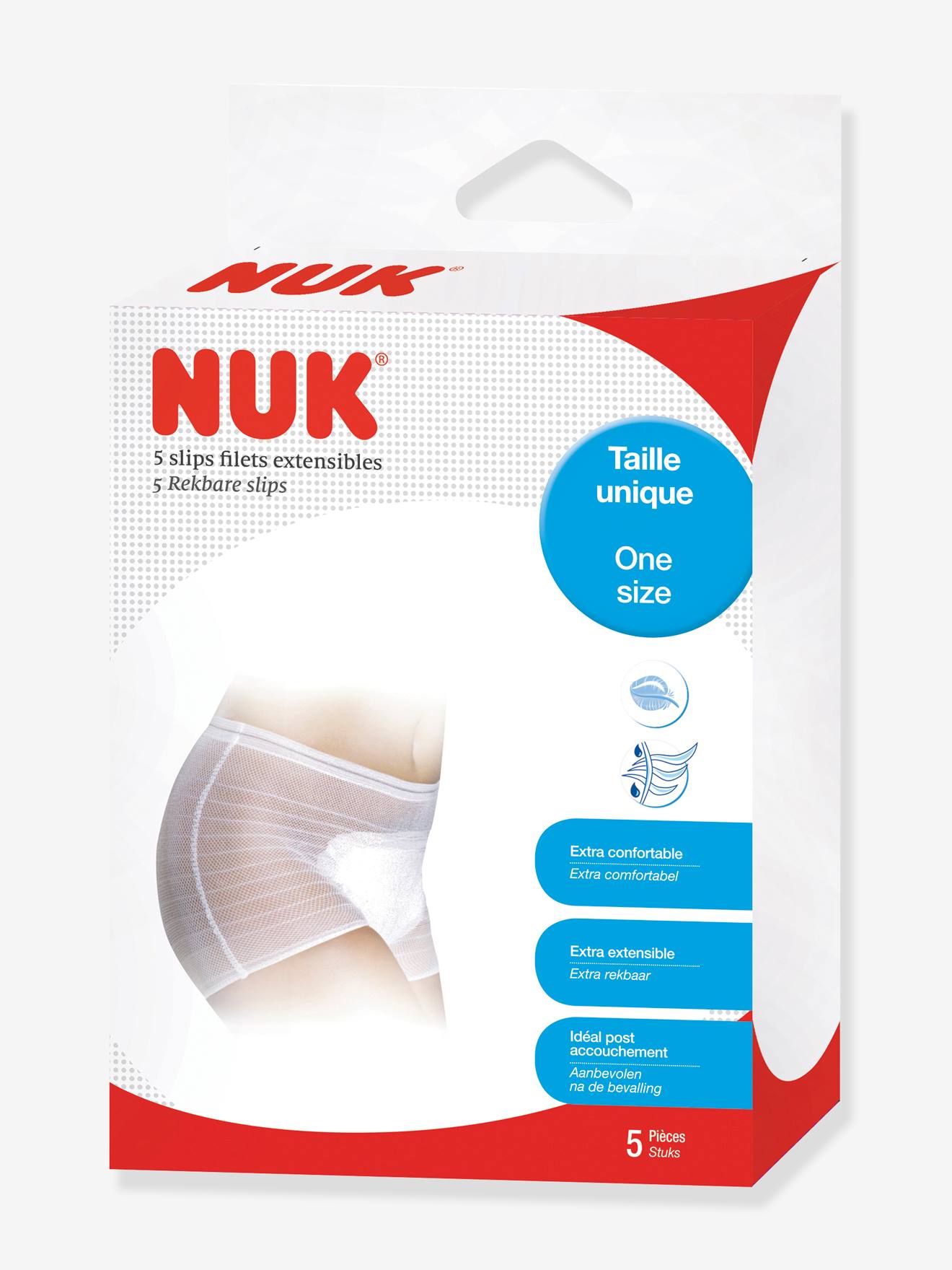 Set van 5 wasbare broekjes van rekbaar gaas NUK wit