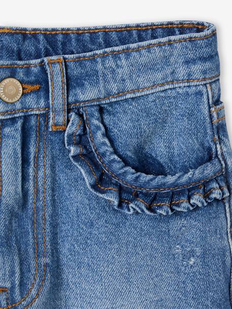 Rechte jeans MorphologiK meisjes heupomvang Medium stone - vertbaudet enfant 