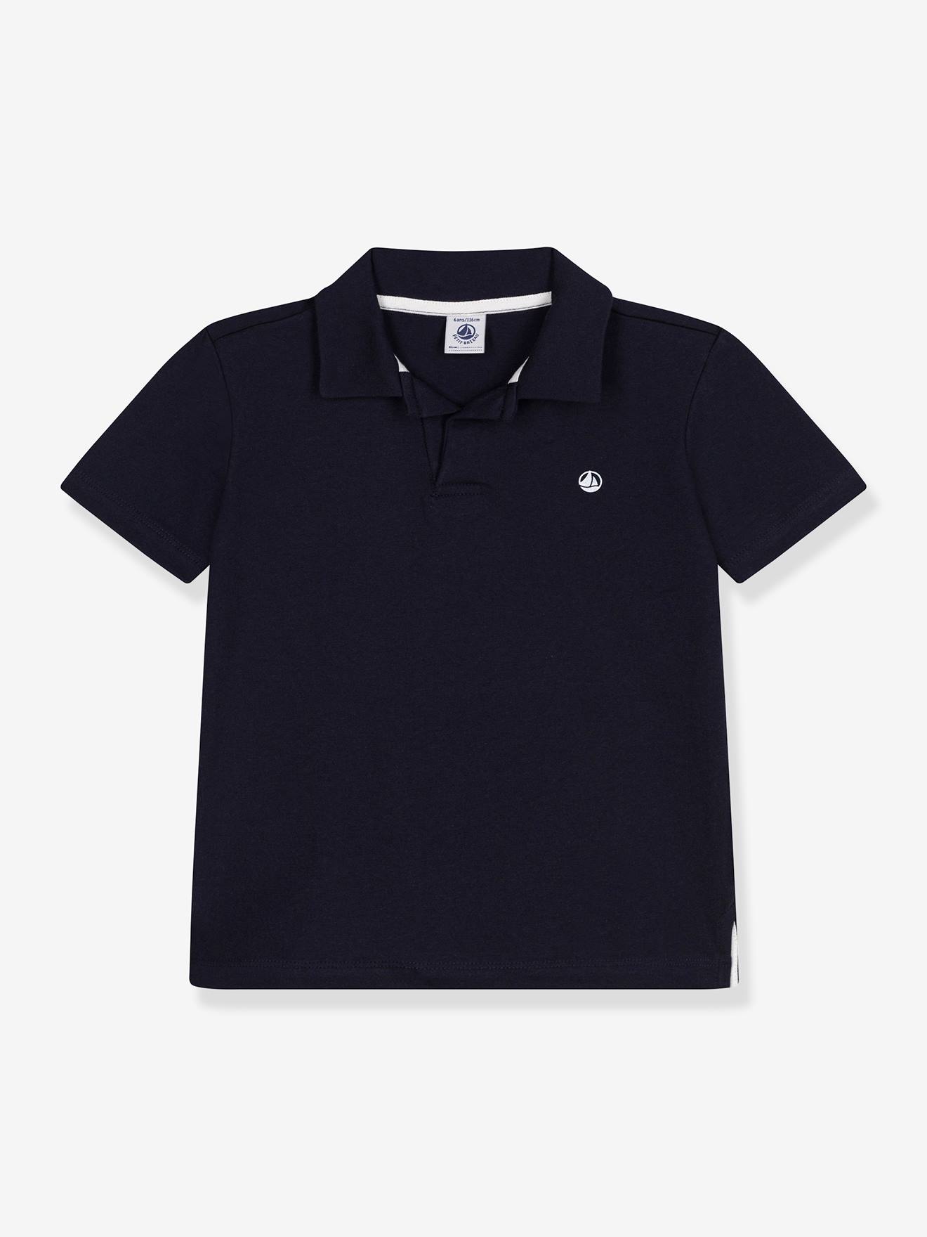 Jongenspolo met korte mouwen PETIT BATEAU marineblauw