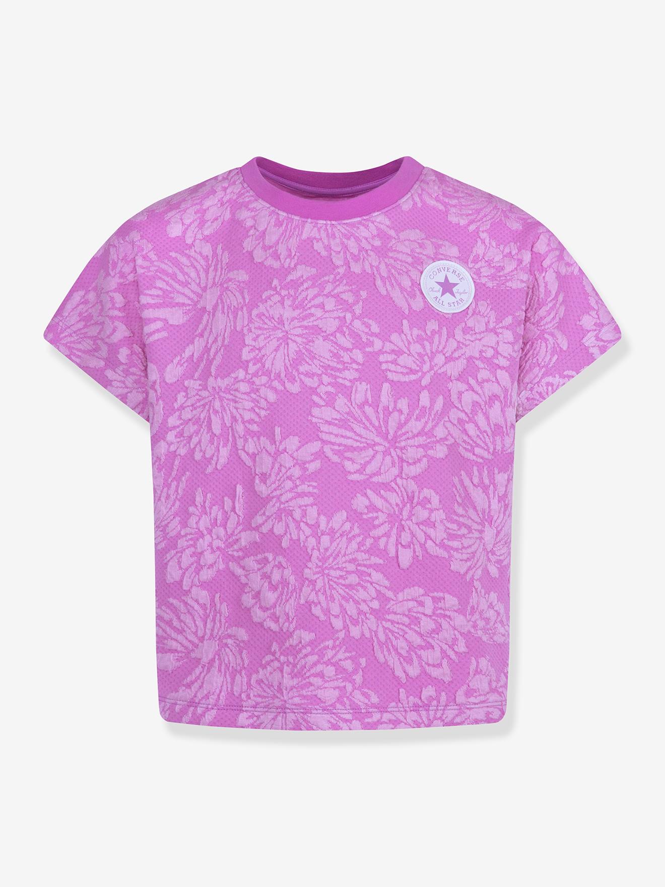 Gebloemd T-shirt CONVERSE pastelgeel