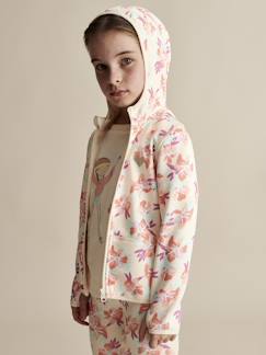 -Sport sweatshirt met rits en bloemenprint in technisch materiaal