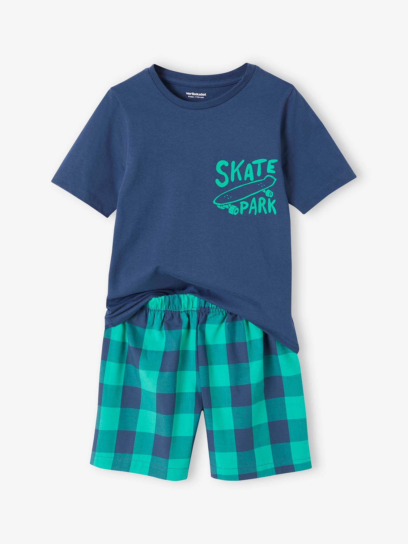 Pyjashort skate voor jongens oceaanblauw