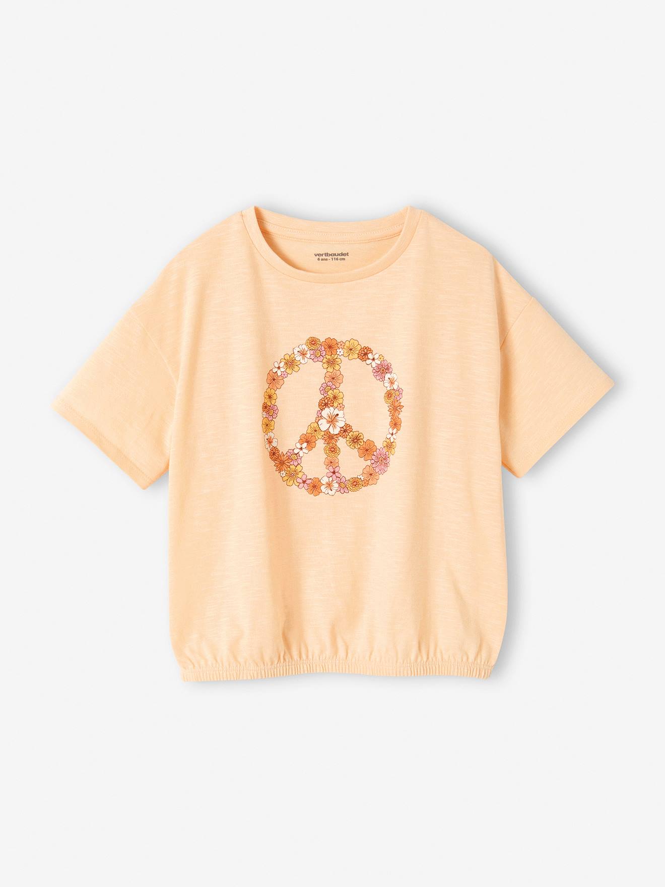Meisjesshirt elastisch Freedom abrikoos (poederkleur)