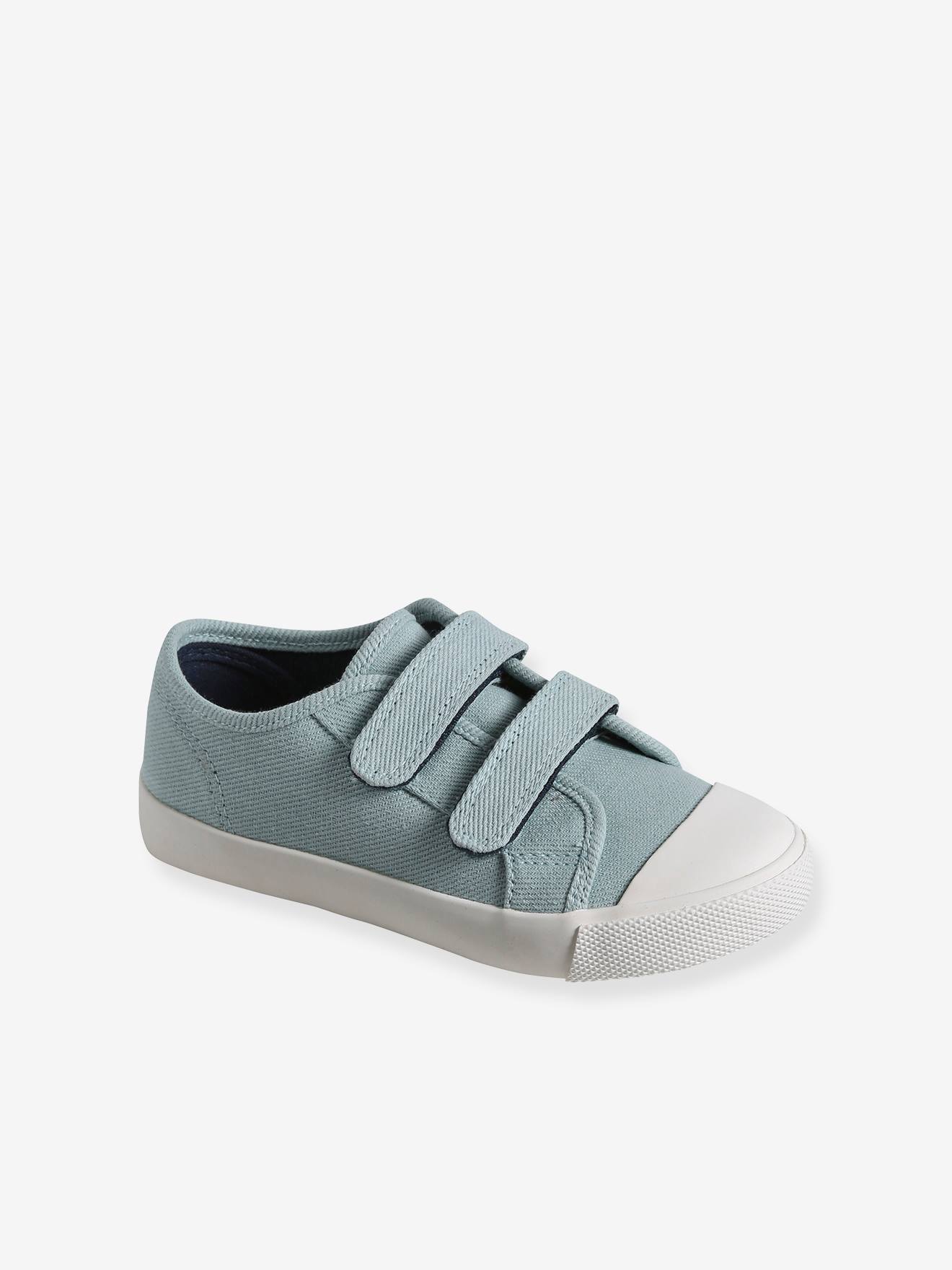 Stoffen sneakers met klittenband voor kinderen mosterdgeel Schoenen