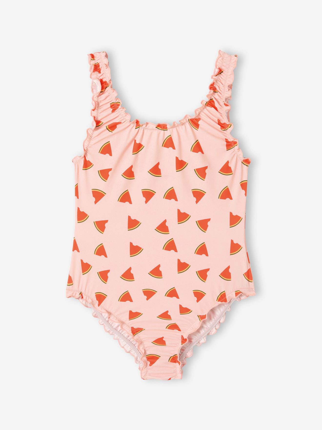 Badpak met watermeloenprint voor meisjes roze, bedrukt