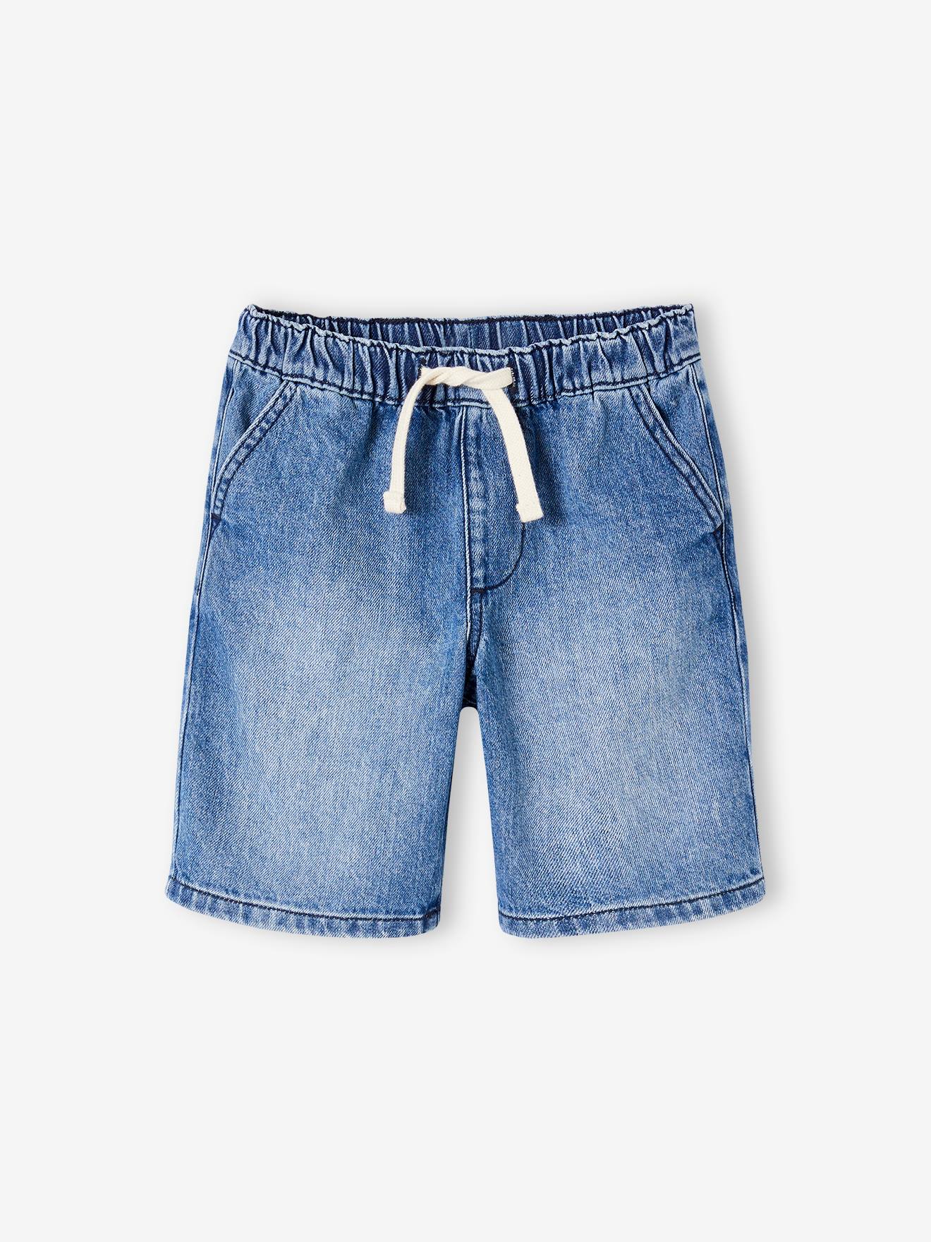 Denim jongensbermuda, gemakkelijk aan te trekken stone