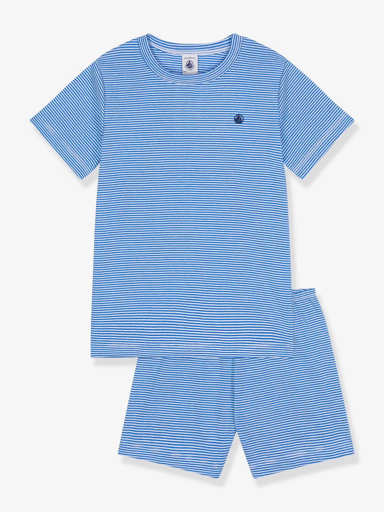 Petit Bateau Korte gestreepte katoenen pyjama voor kinderen Jongens Pyjamaset - Blauw - Maat 92/98