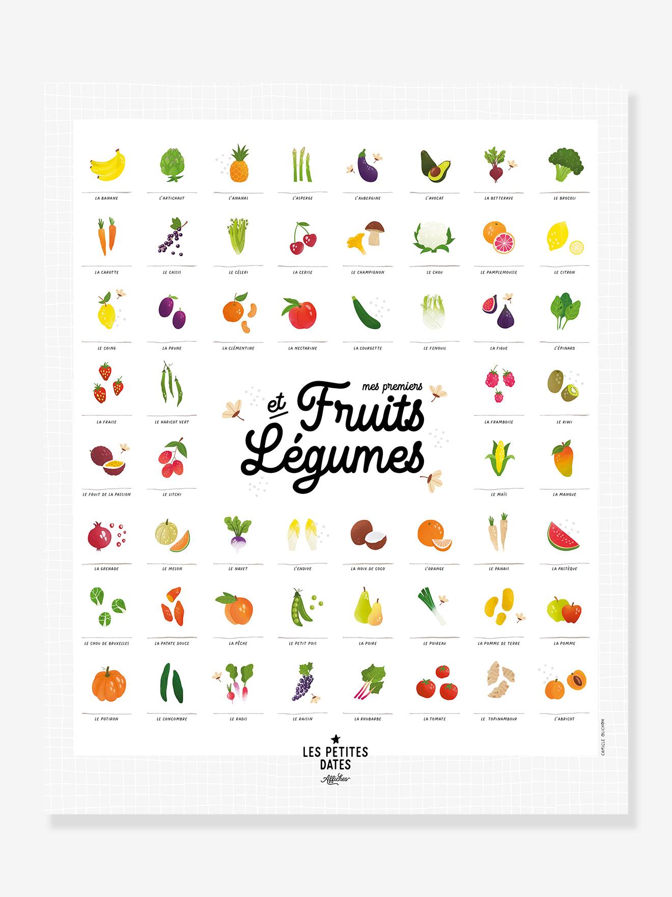 Mijn eerste fruit- en groenteposter LES PETITES DATES wit