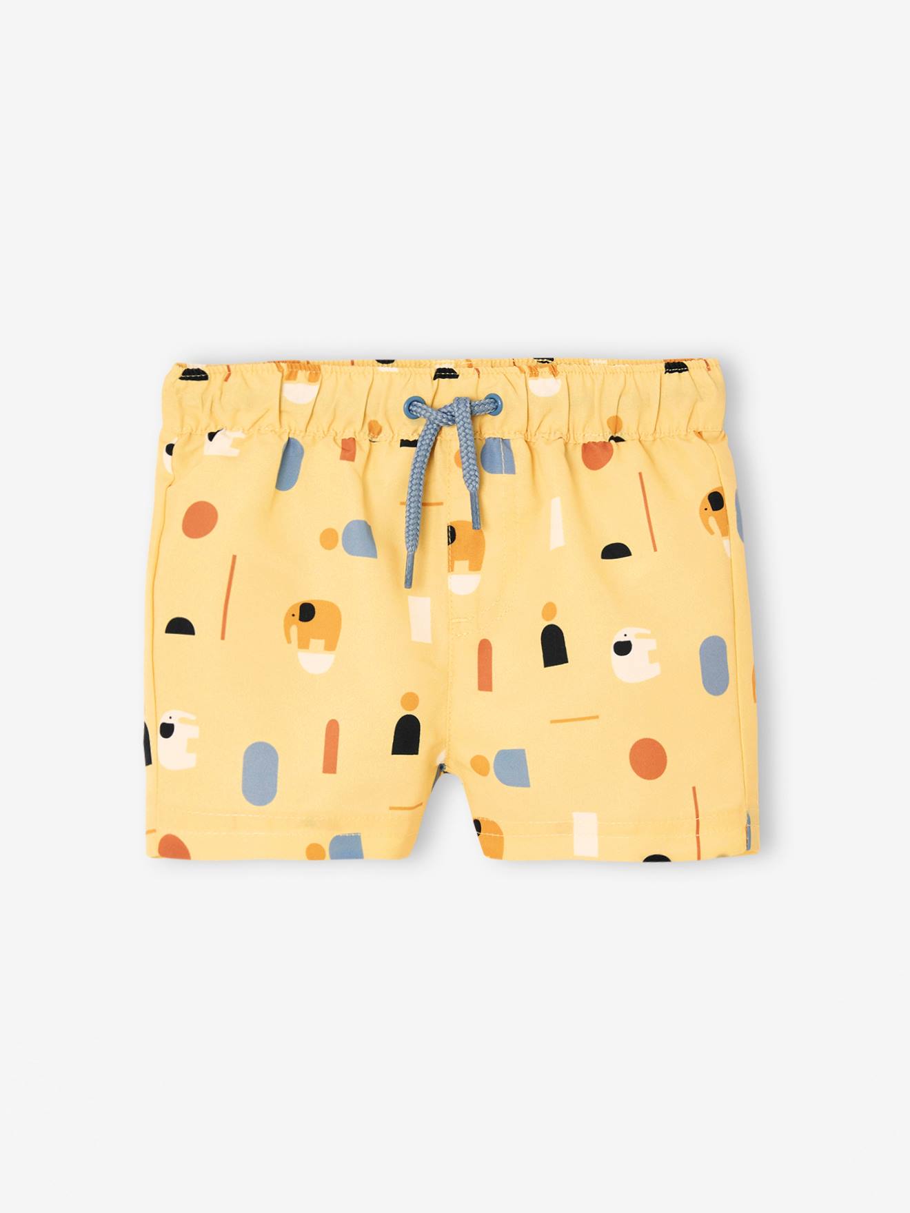 Zwemshort voor babyjongens met geometrische print lichtgeel