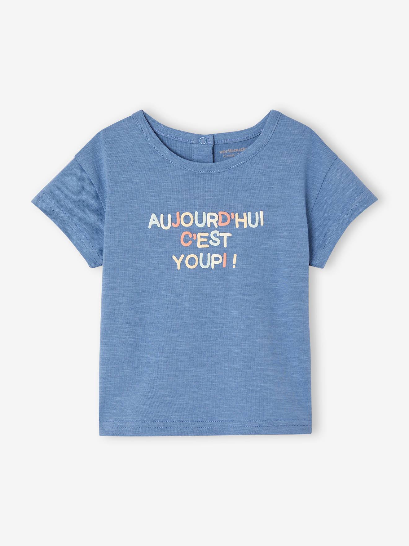 Baby-T-shirt "paradis" korte mouwen blauw