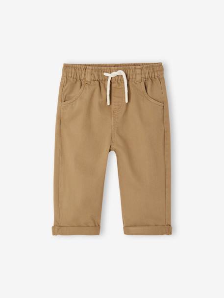 Rechte babybroek met elastische taille beige - vertbaudet enfant 