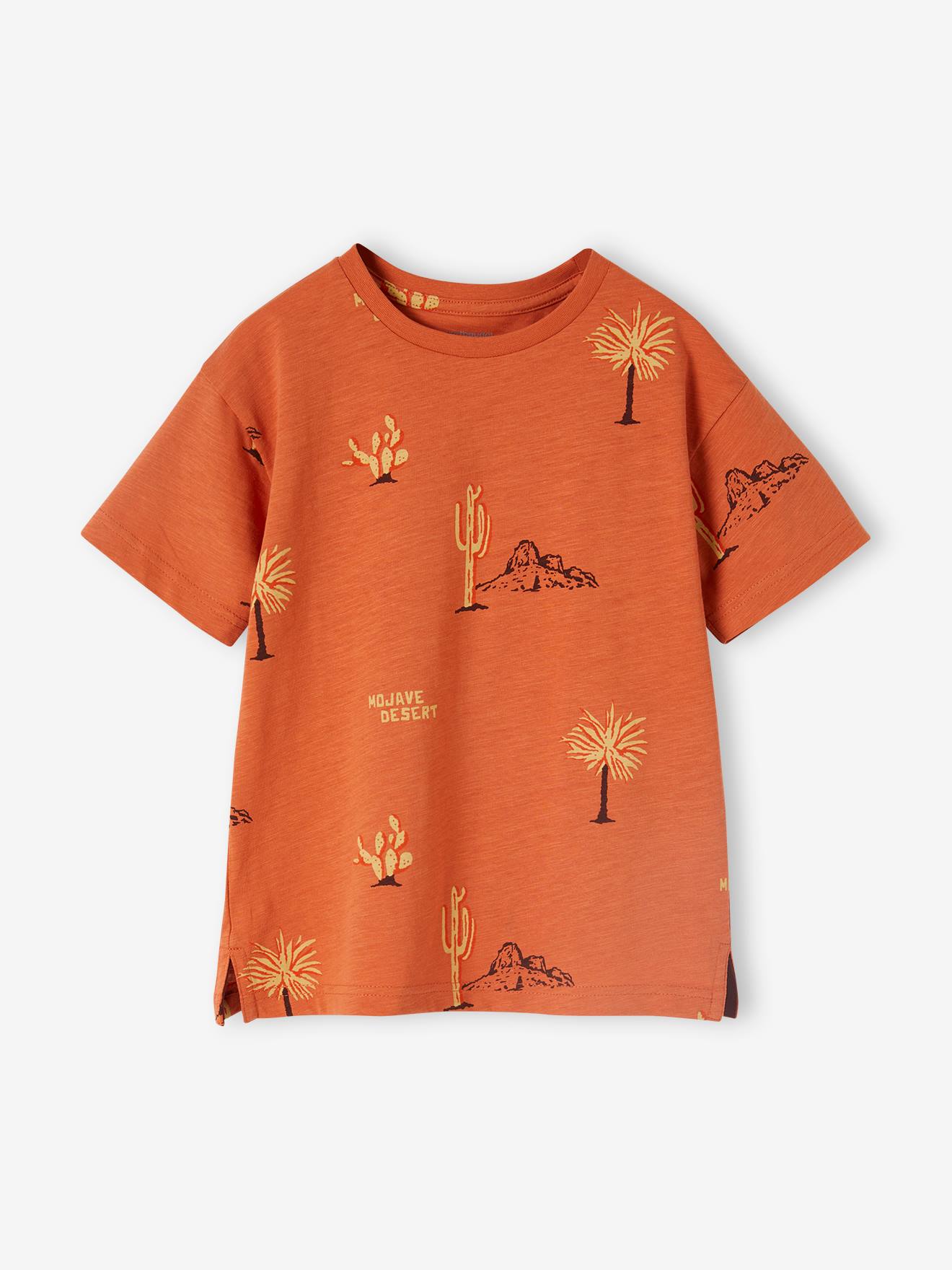 Jongensshirt met woestijnmotief abrikoos