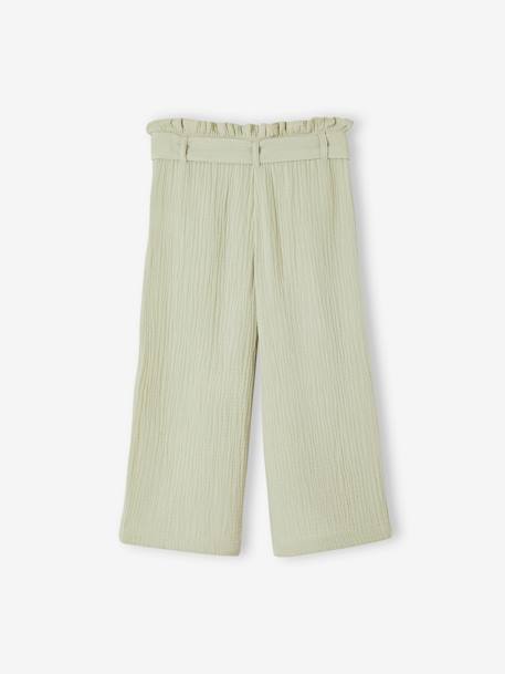 Wijde korte broek 'paperbag' voor meisjes, van katoengaas beige+lila+oudroze+saliegroen+wit - vertbaudet enfant 