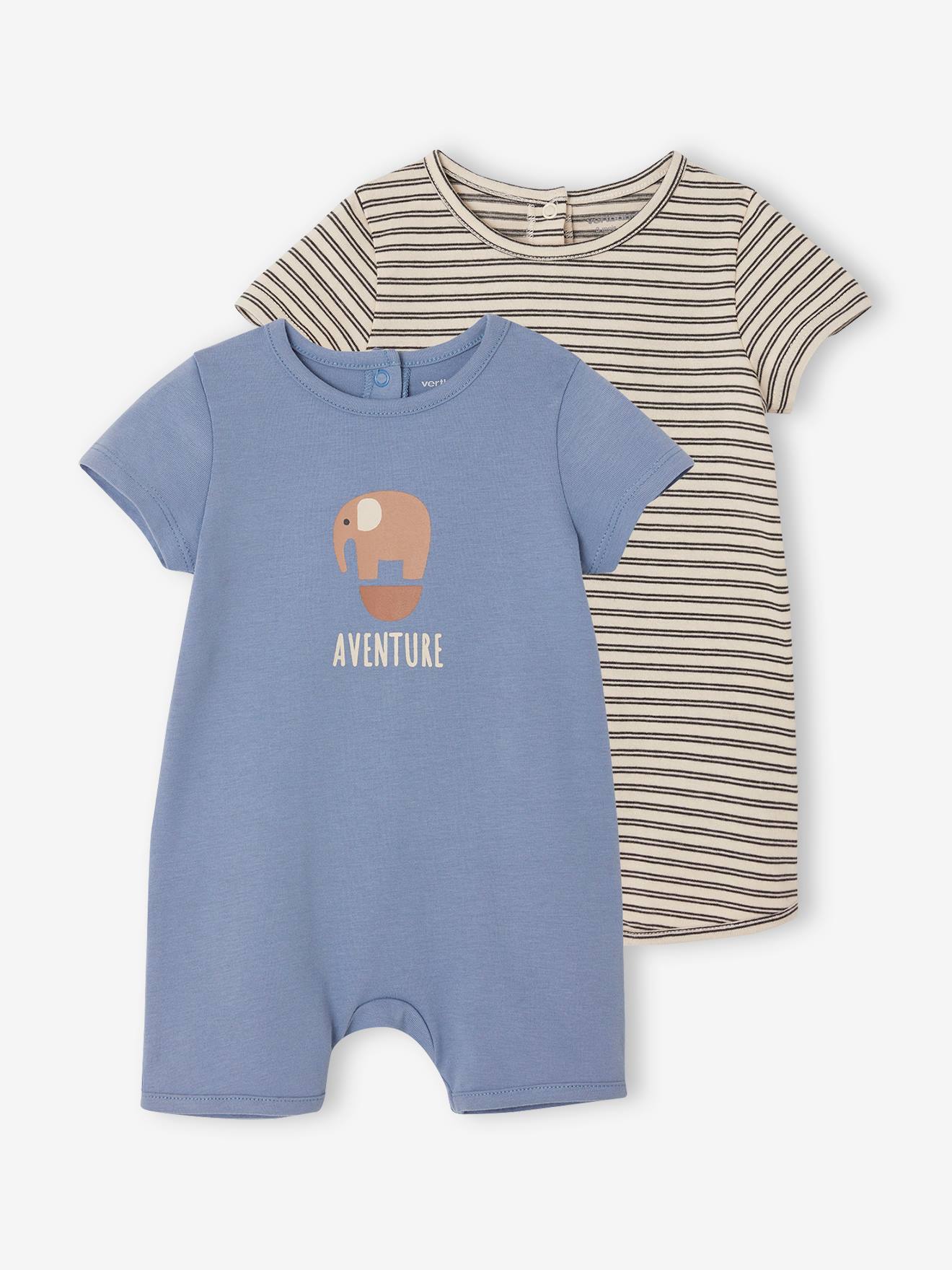 Set van 2 baby combi-shorts chambrayblauw