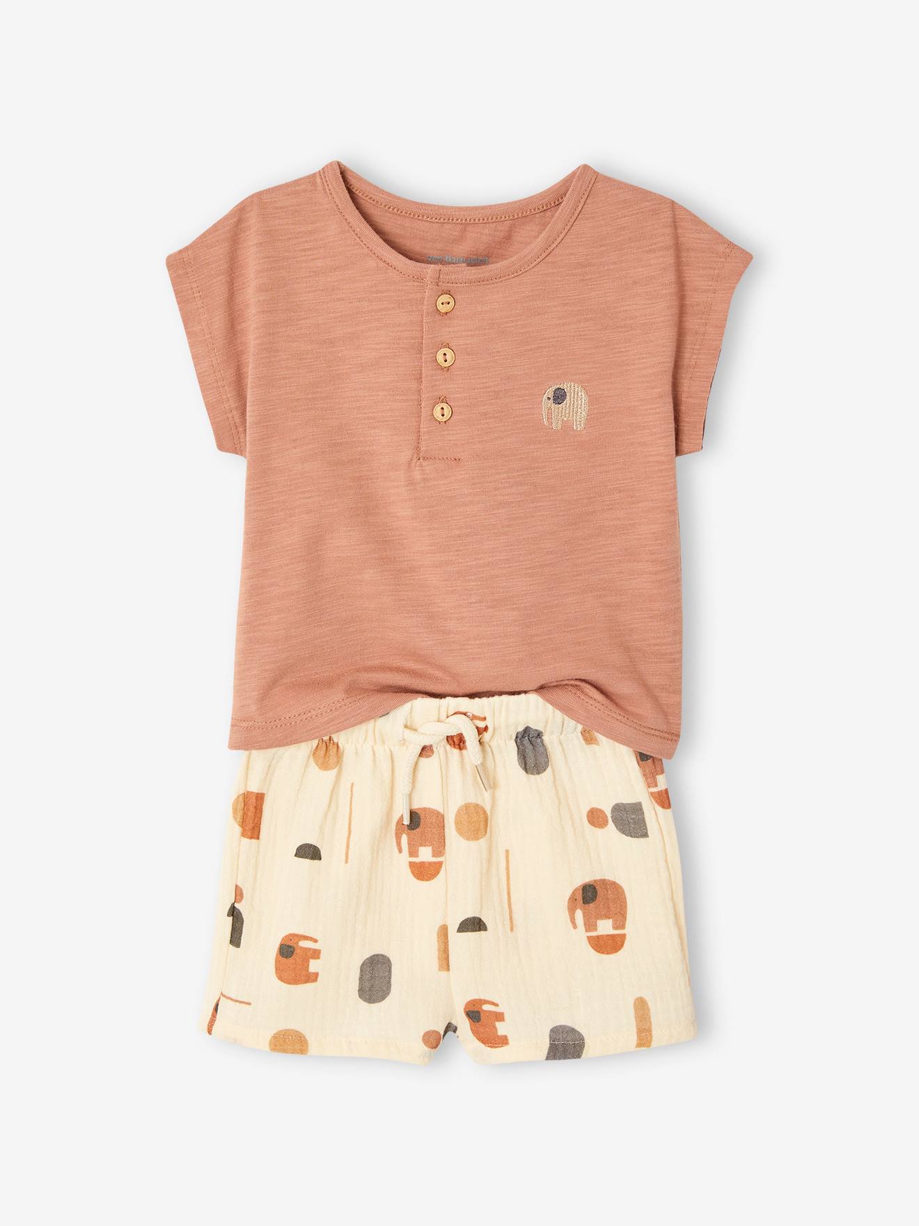 Babyset met T-shirt en short mokka