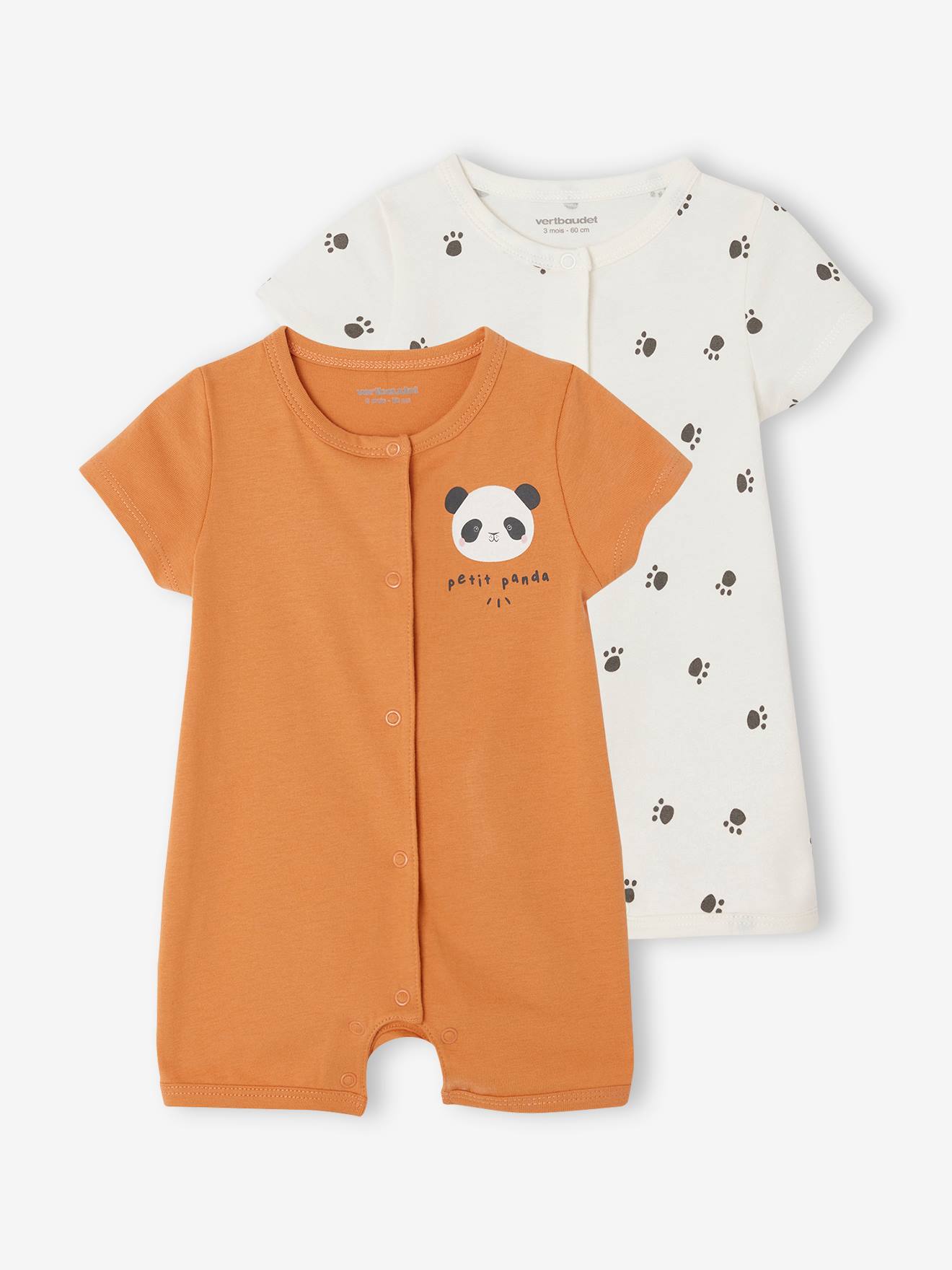 Set van 2 baby combi-shorts sinaasappel