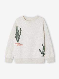Jongens-Trui, vest, sweater-Sweater-Jongenssweater met cactusmotief