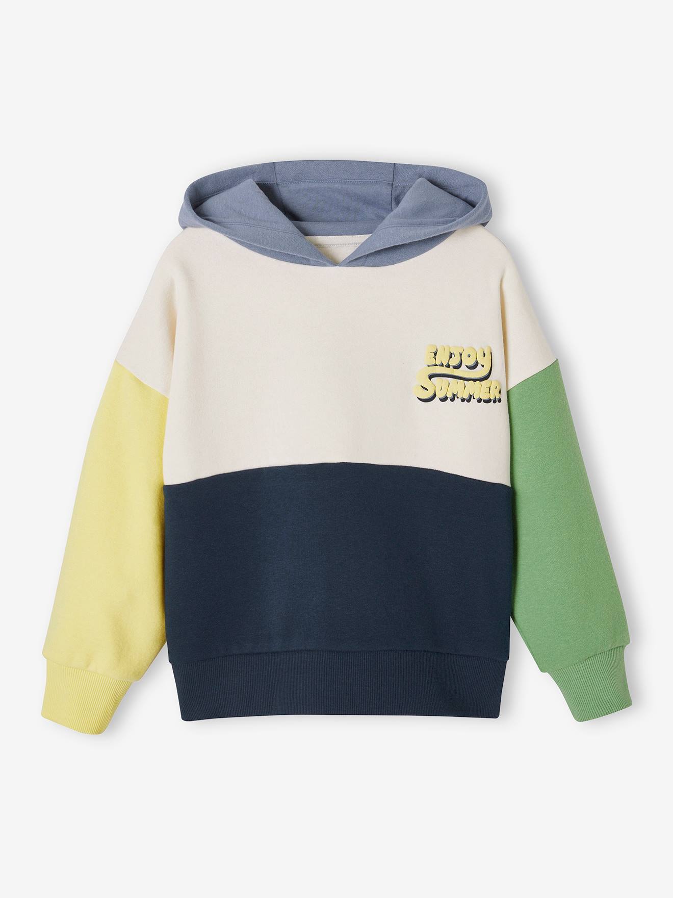 Colorblock jongenssweater met capuchon meerkleurig