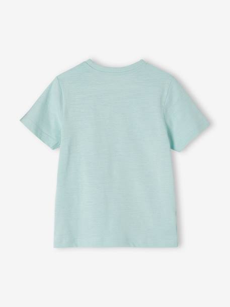 Personaliseerbare gekleurd jongensshirt met korte mouwen BLAUW+bordeauxrood+mandarijn+marineblauw+salie+turquoiseblauw+wit - vertbaudet enfant 