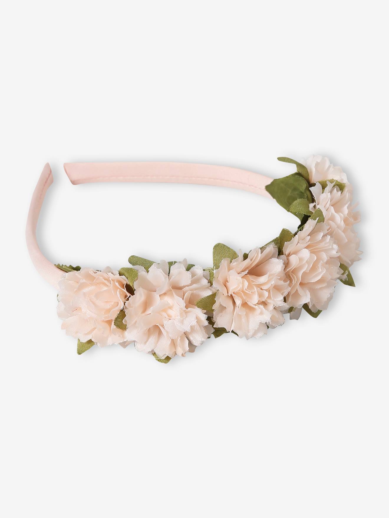 Haarband bedekt met bloemen perzik