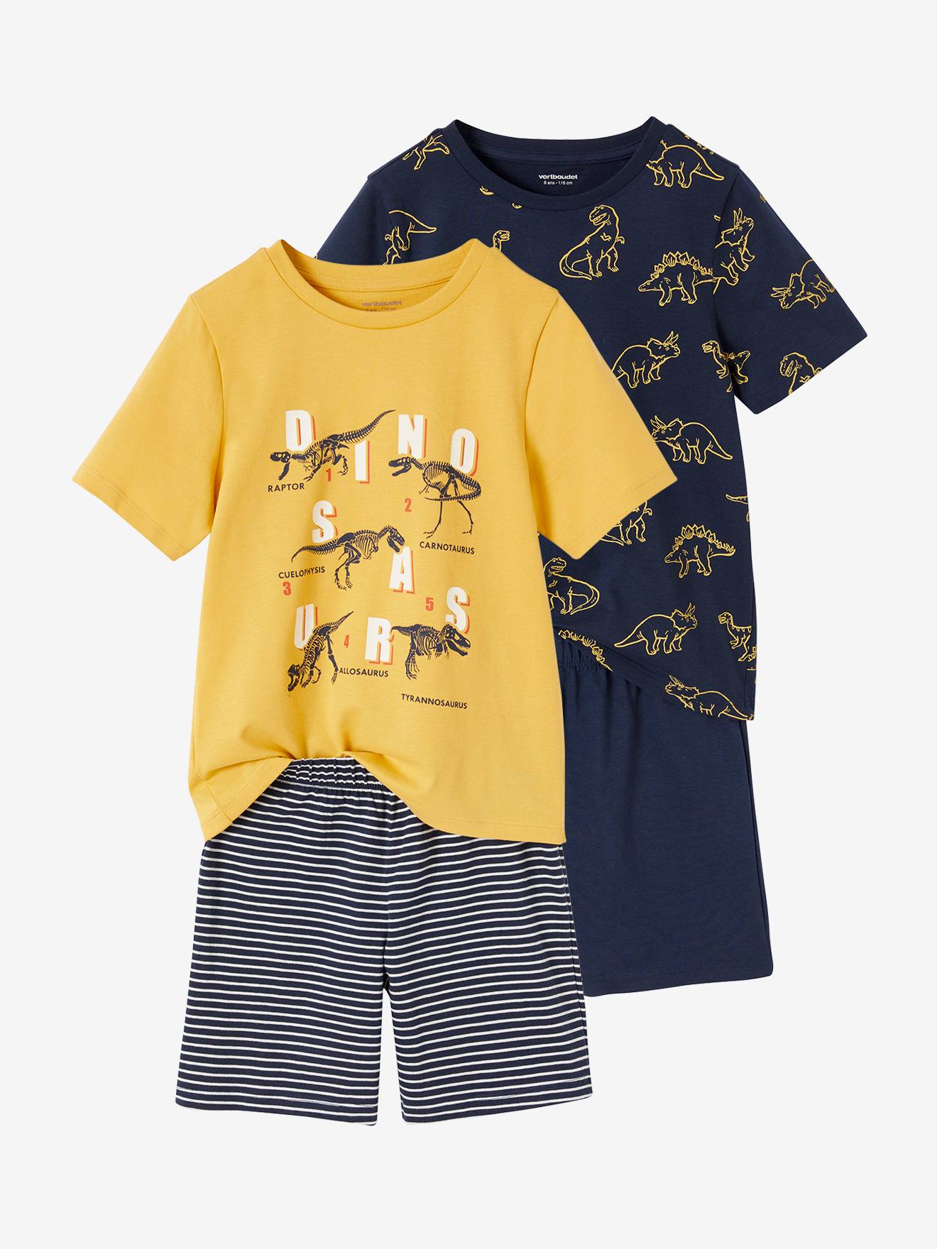 Set van 2 pyjashorts met dinosaurus voor jongens marineblauw