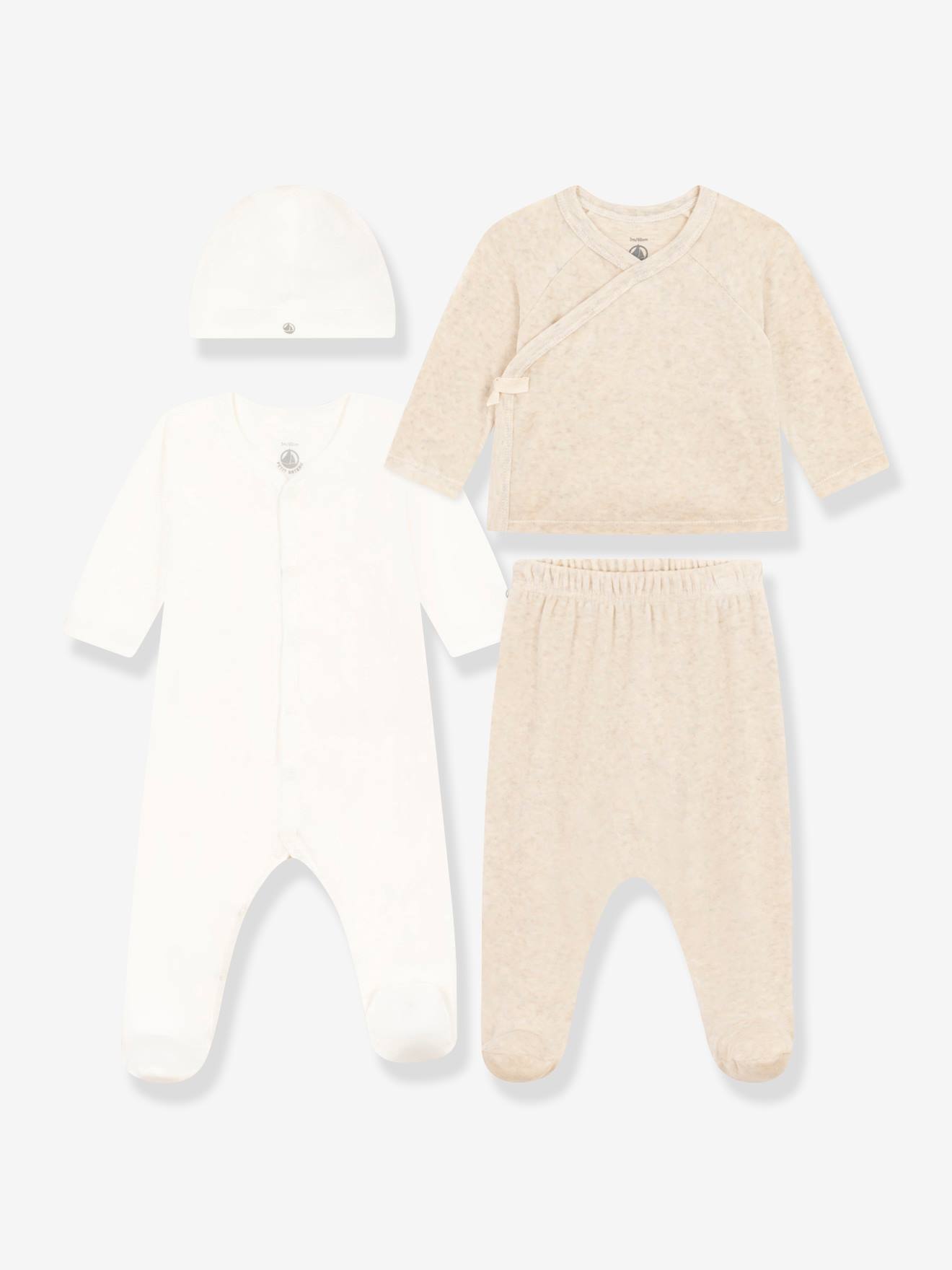 4-delige babyset van katoen PETIT BATEAU gemêleerd grijs