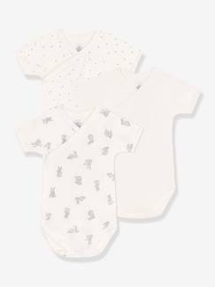 -Set van 3 gekruiste rompertjes met korte mouwen en konijntjes voor baby's PETIT BATEAU