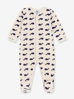 -Fluwelen babypyjama marinelauwe walvissen PETIT BATEAU