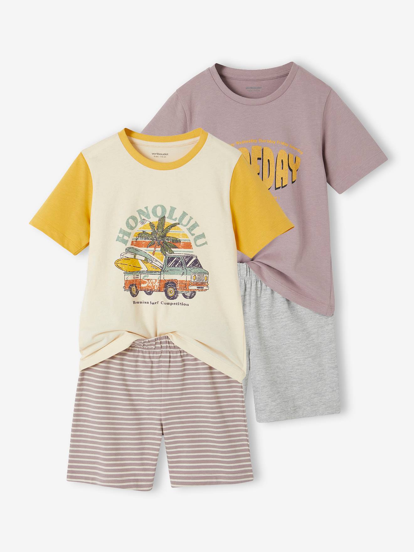 Set van 2 pyjashorts voor jongens lavendel
