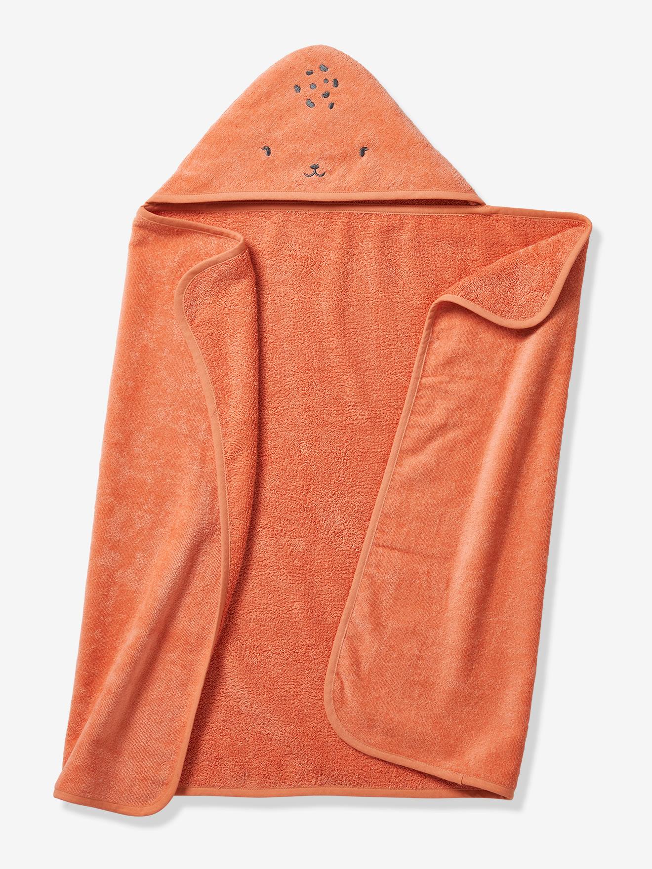 Badcape / Handdoek met capuchon onmisbaar voor baby's en kinderen, met gerecycled katoen perzik