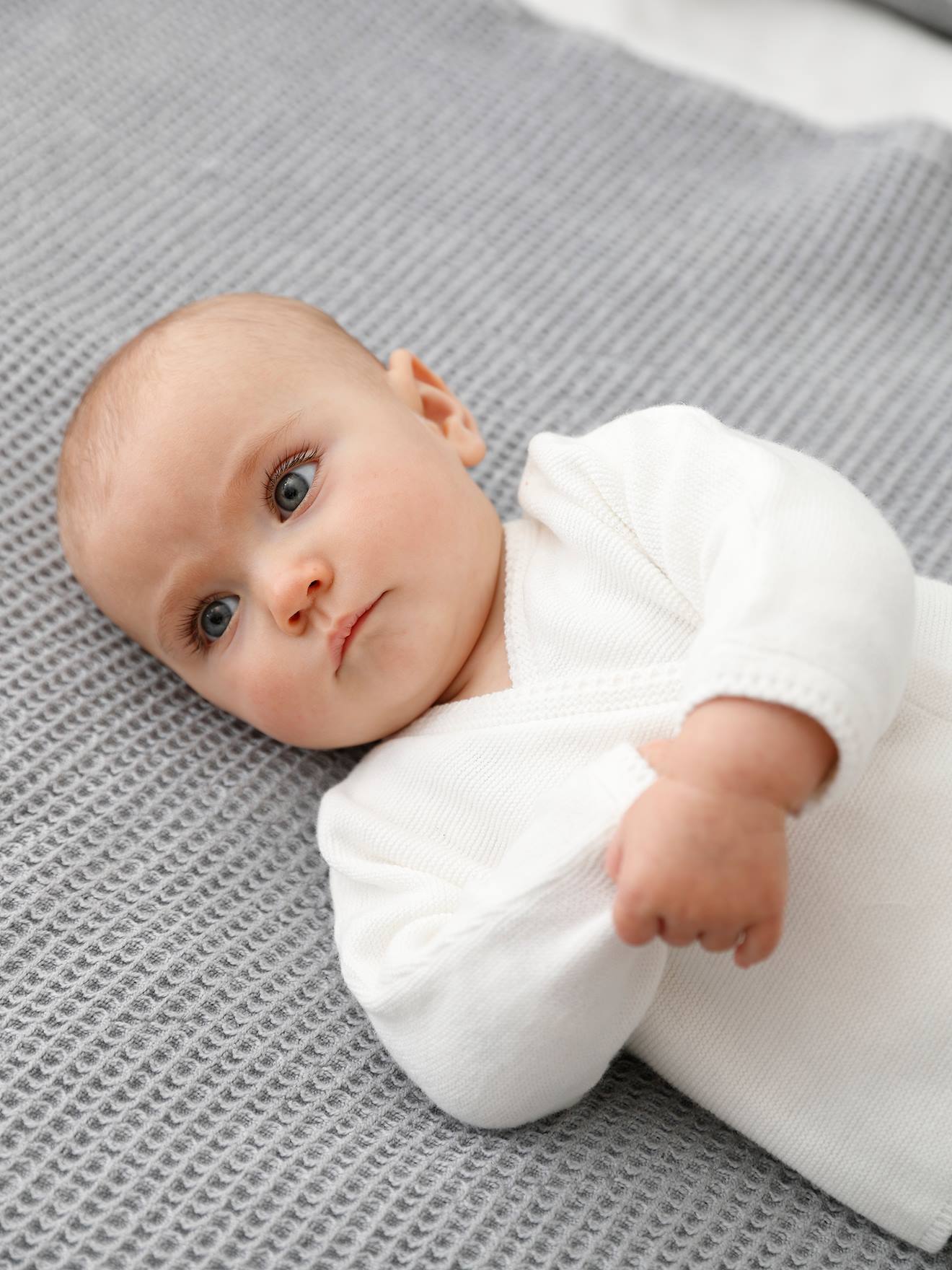 Brassière vest baby van wol en katoen wit