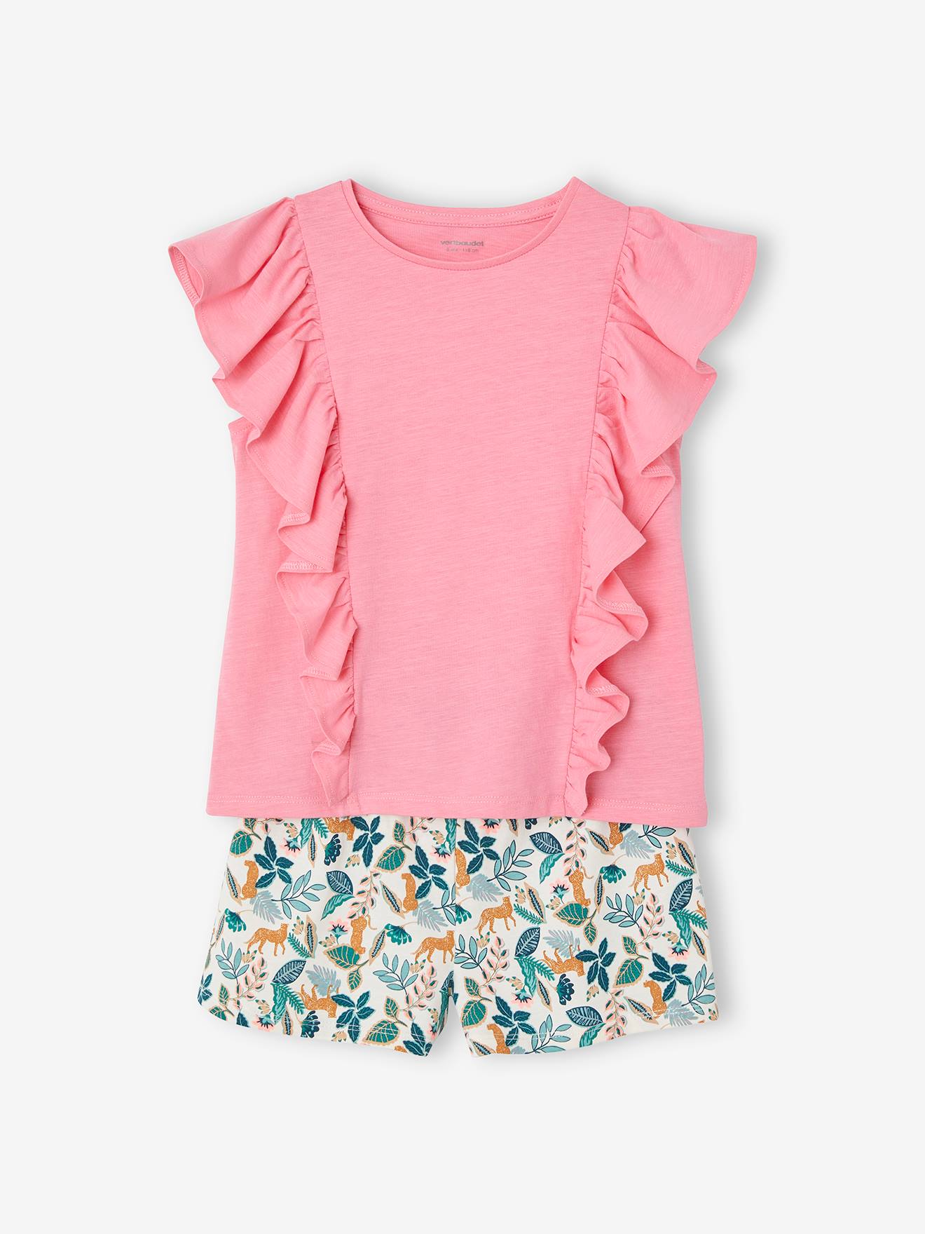 Set shirt en short voor meisjes rozen