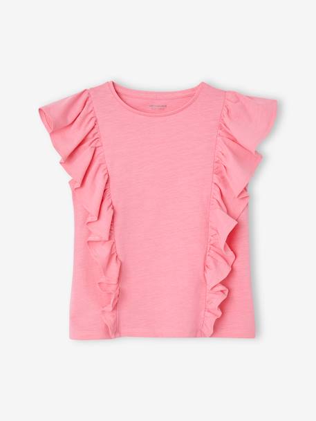 Set shirt en short voor meisjes blauwgroen+lichtroze+rozen - vertbaudet enfant 